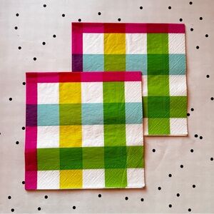 💚 Decoupage 💚 set of 2 napkins plaid pink green blue yellow Colorful Checkered